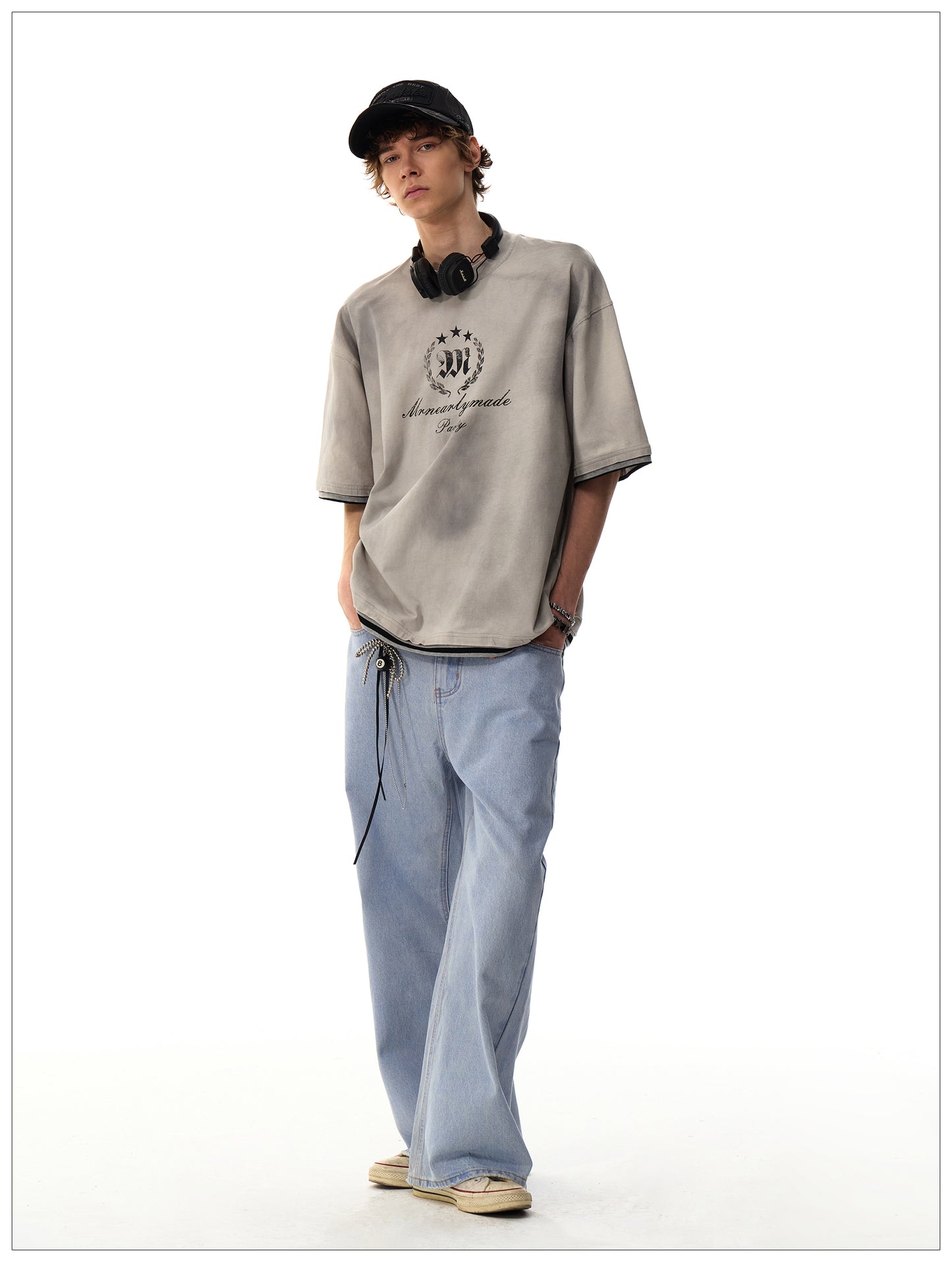 フェイクツーピース コットンTシャツ P2093