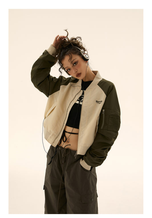 Contrast short bomber jacket P240