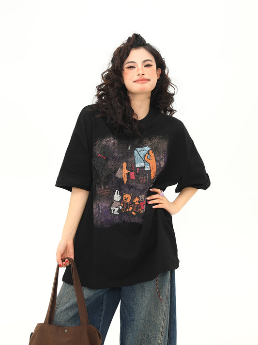 漫画プリント Tシャツ P2056