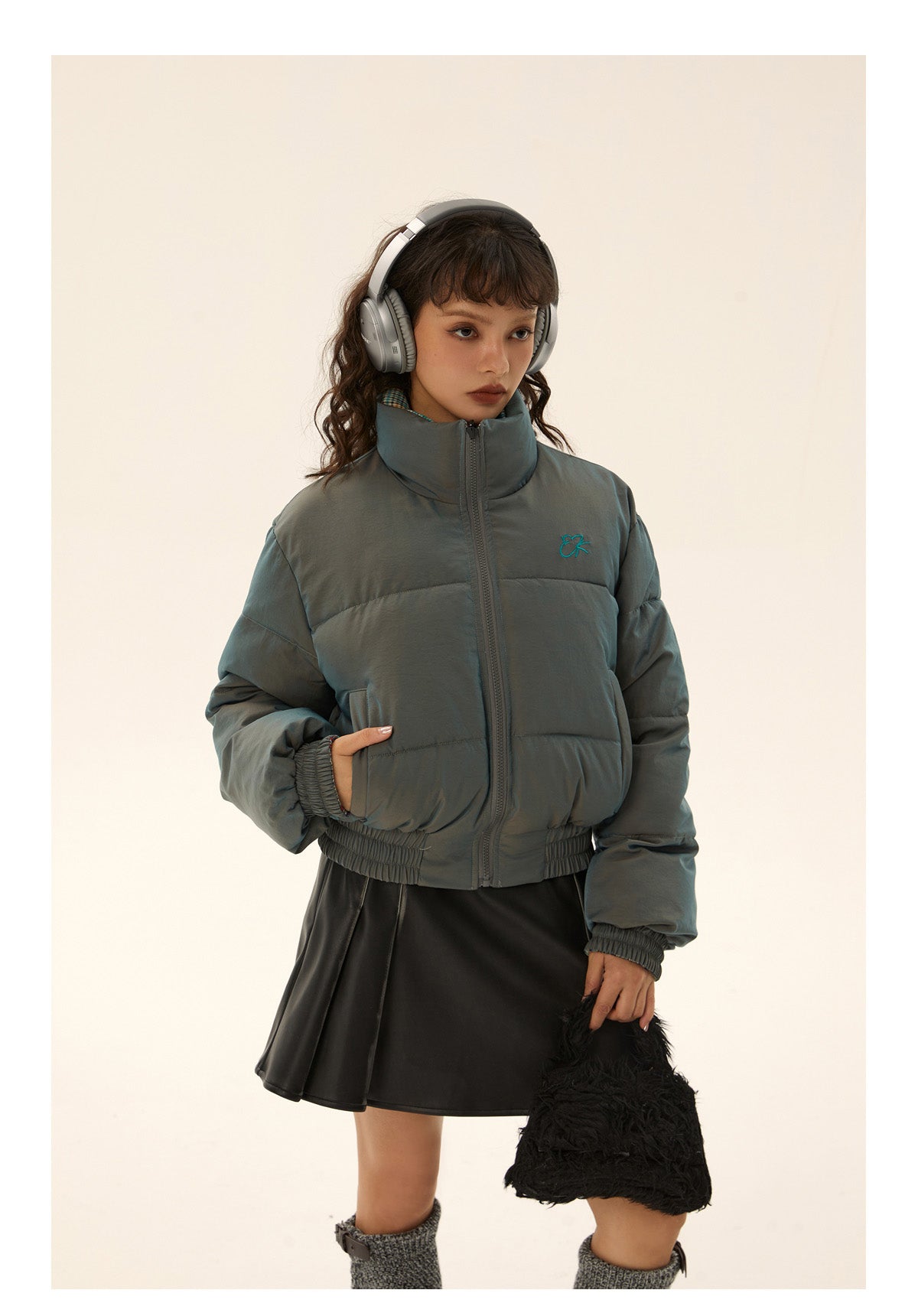 Short length reversible zipper down jacket P586