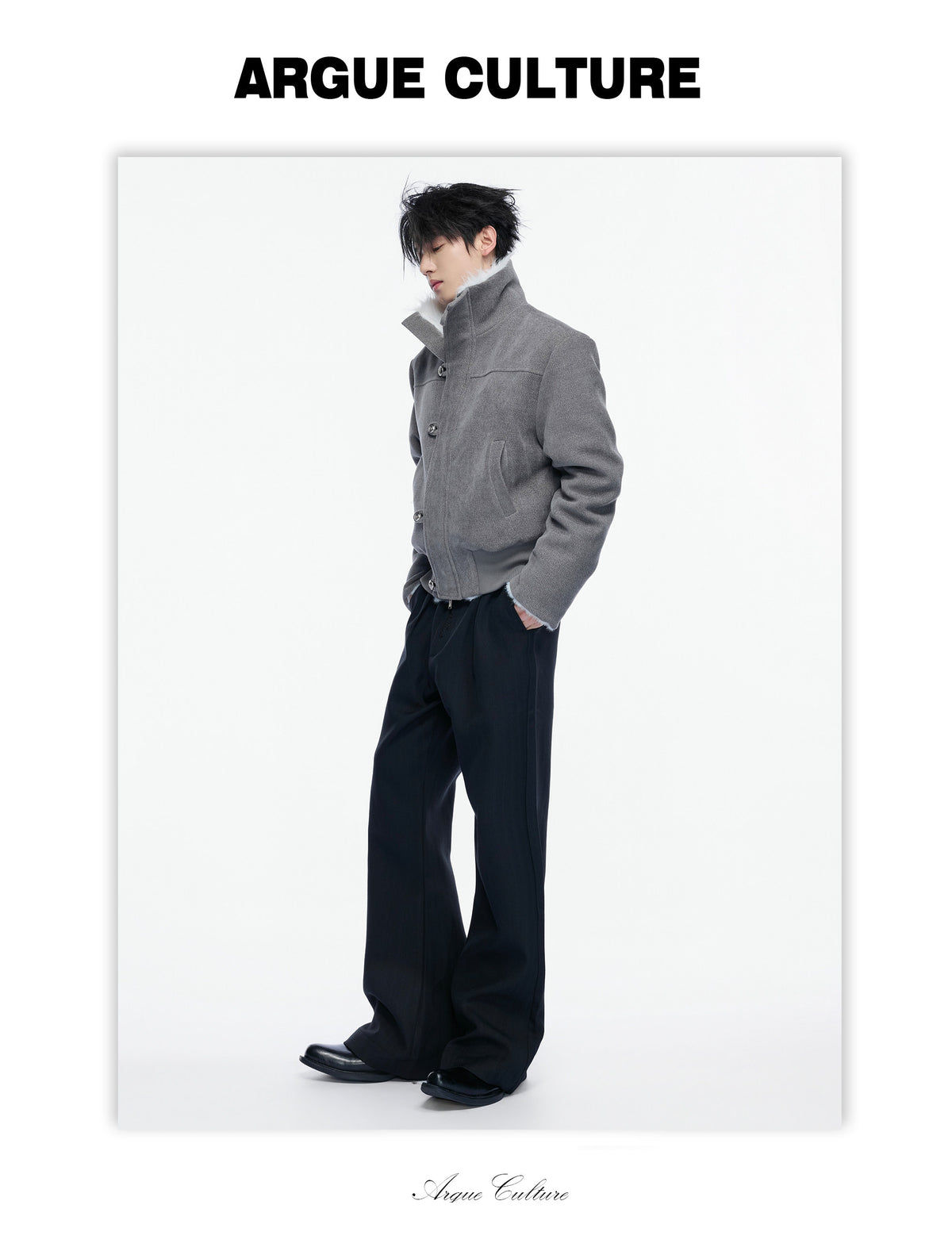フェイクフォックス ミンクファー ハイネックジャケット P2230