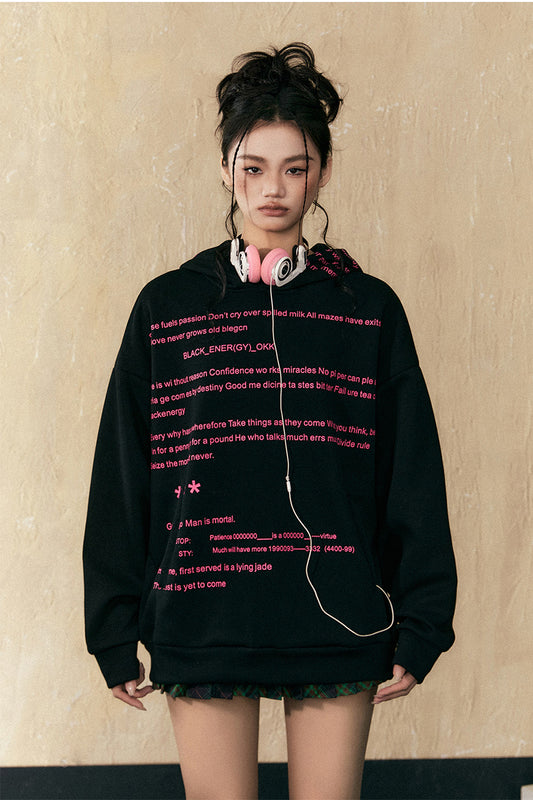 American Retro Letter Print Hooded Sweatshirt P780