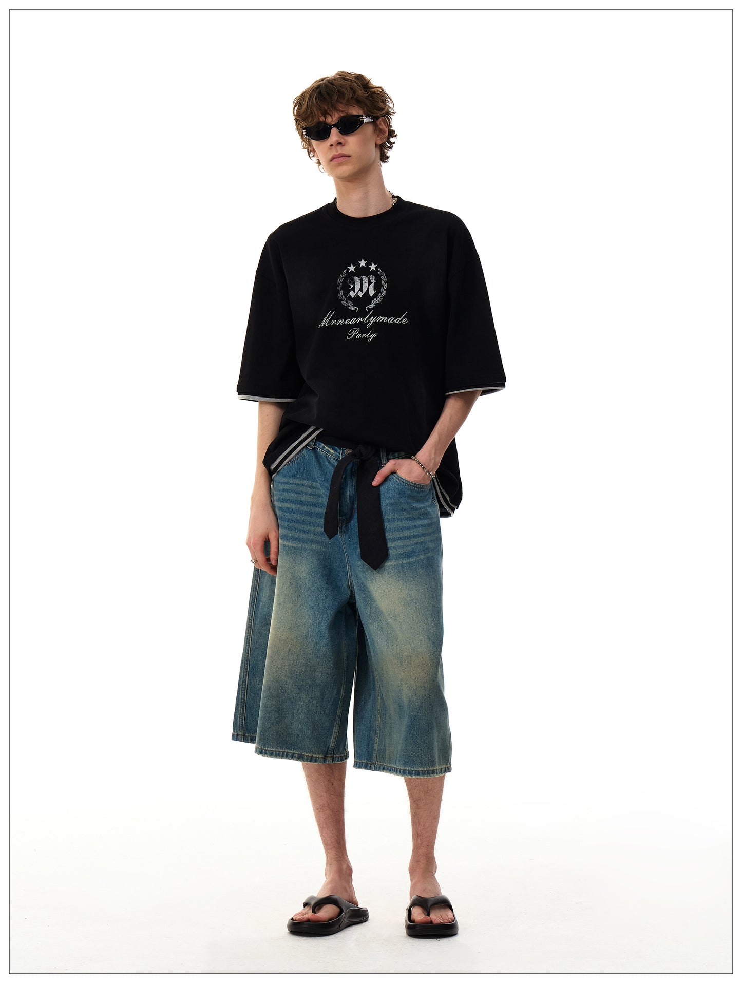 フェイクツーピース コットンTシャツ P2093