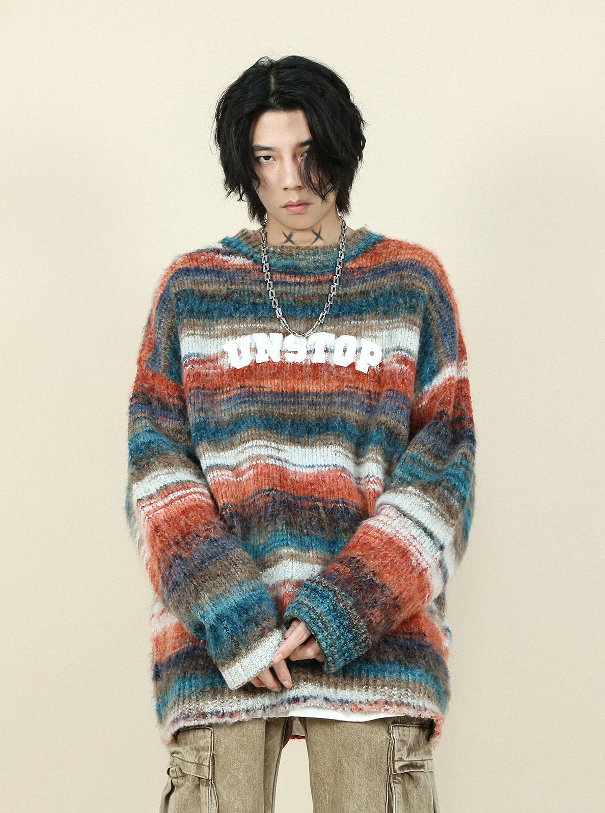 Striped wool sweater P916