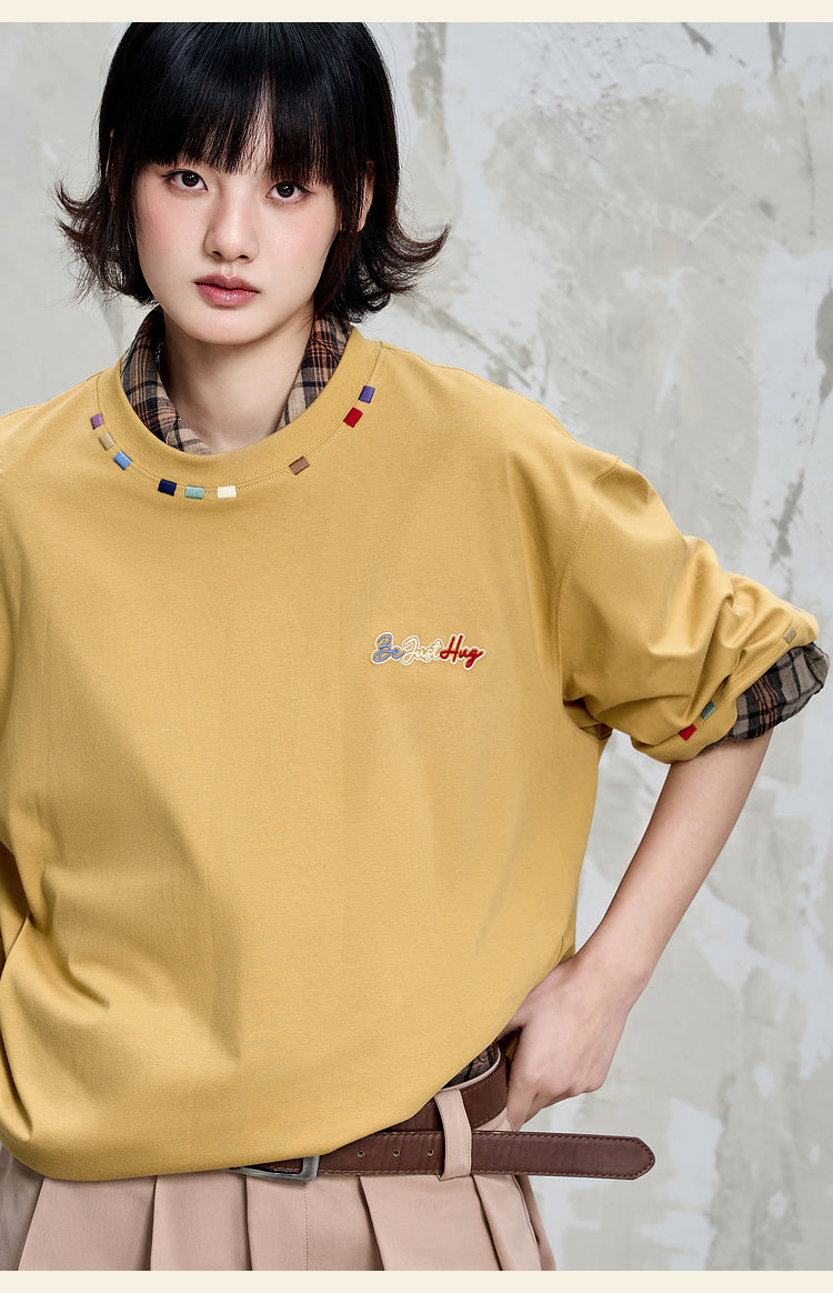 トレンドカラー刺繍 Tシャツ P2140