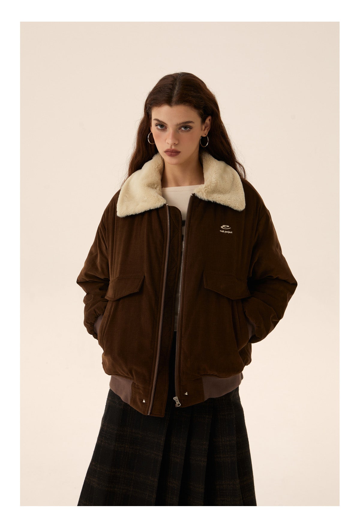 Fur zip work jacket P584