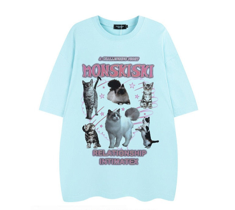 キャットプリント Tシャツ P1495