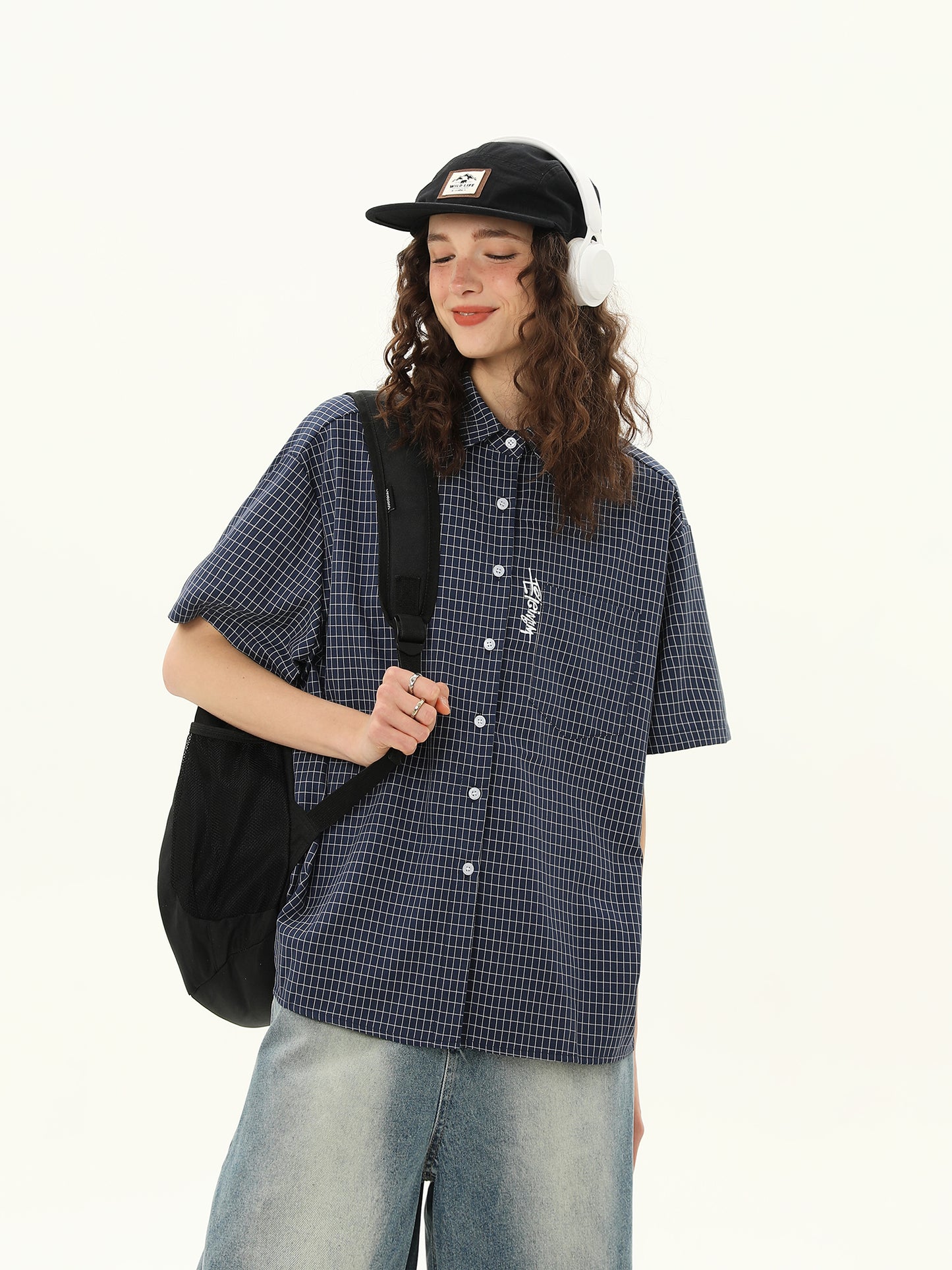 ショート ルーズ チェック柄 シャツ P2058