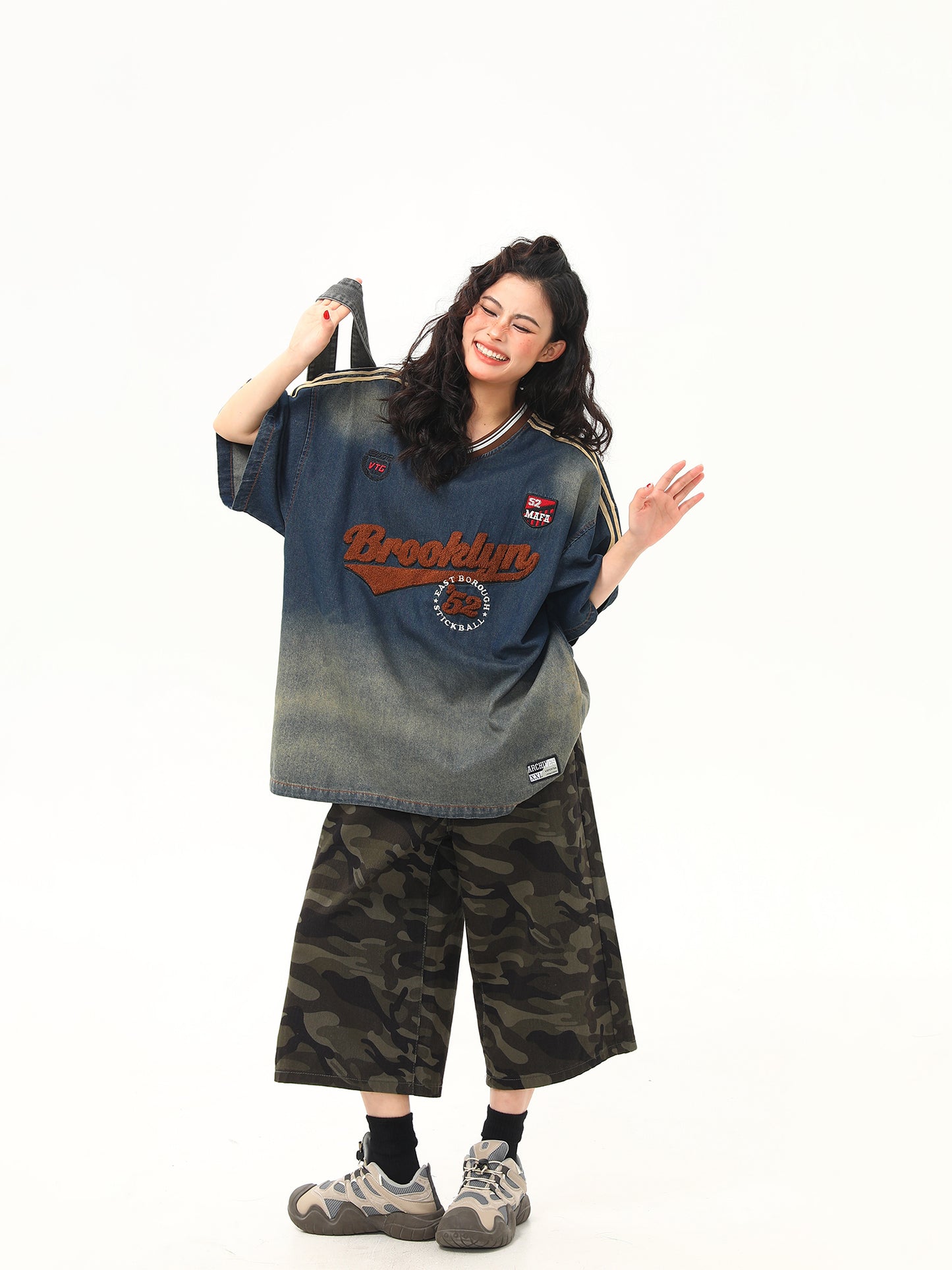 カレッジスタイル ウォッシュデニムTシャツ P2051