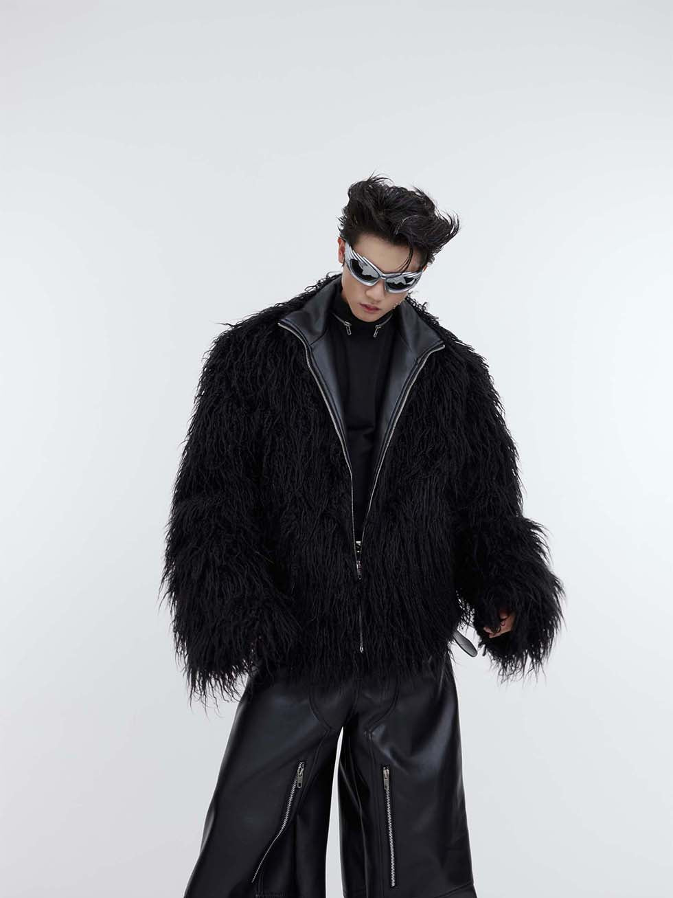 Anti-mink long fur jacket P1003