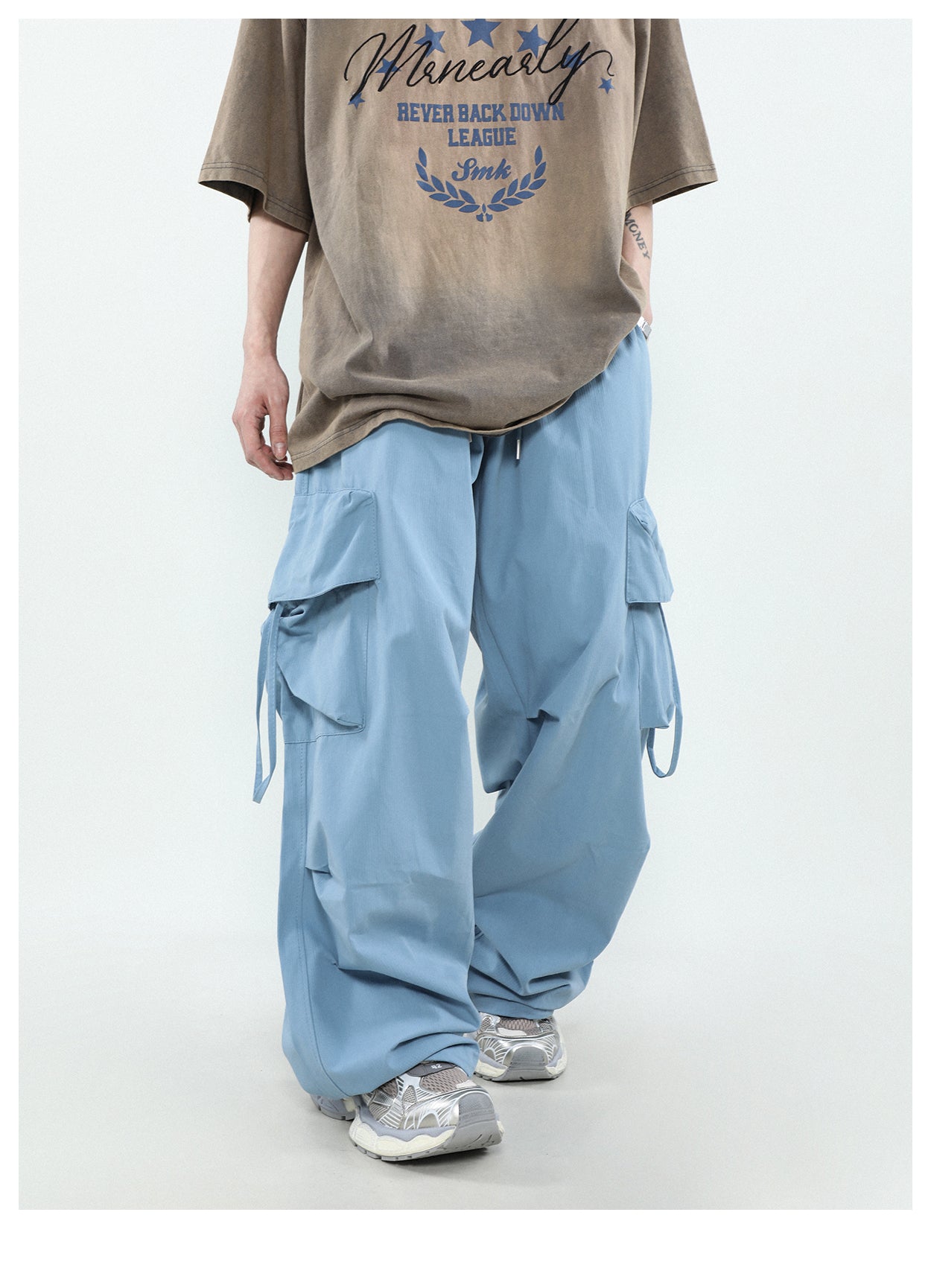 Wide leg multi-pocket cargo pants P274