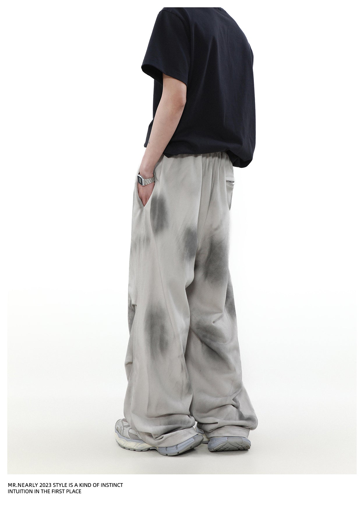 Dirt dyed washed sweatpants P1345