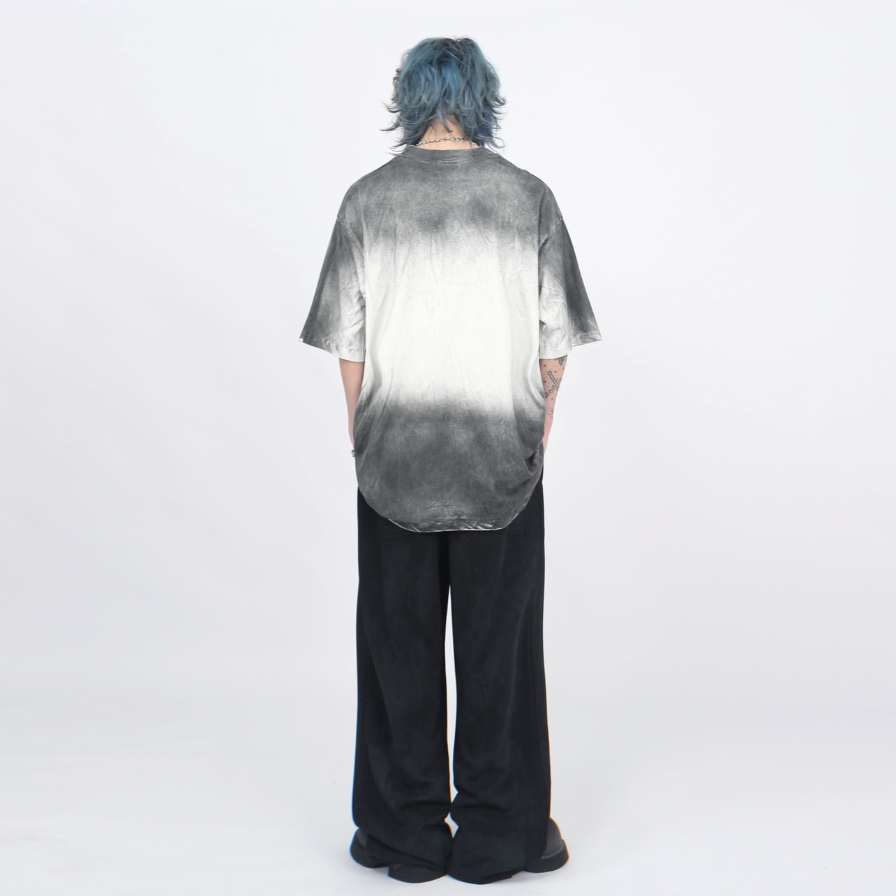 Distressed spray paint short sleeve T-shirt P1363