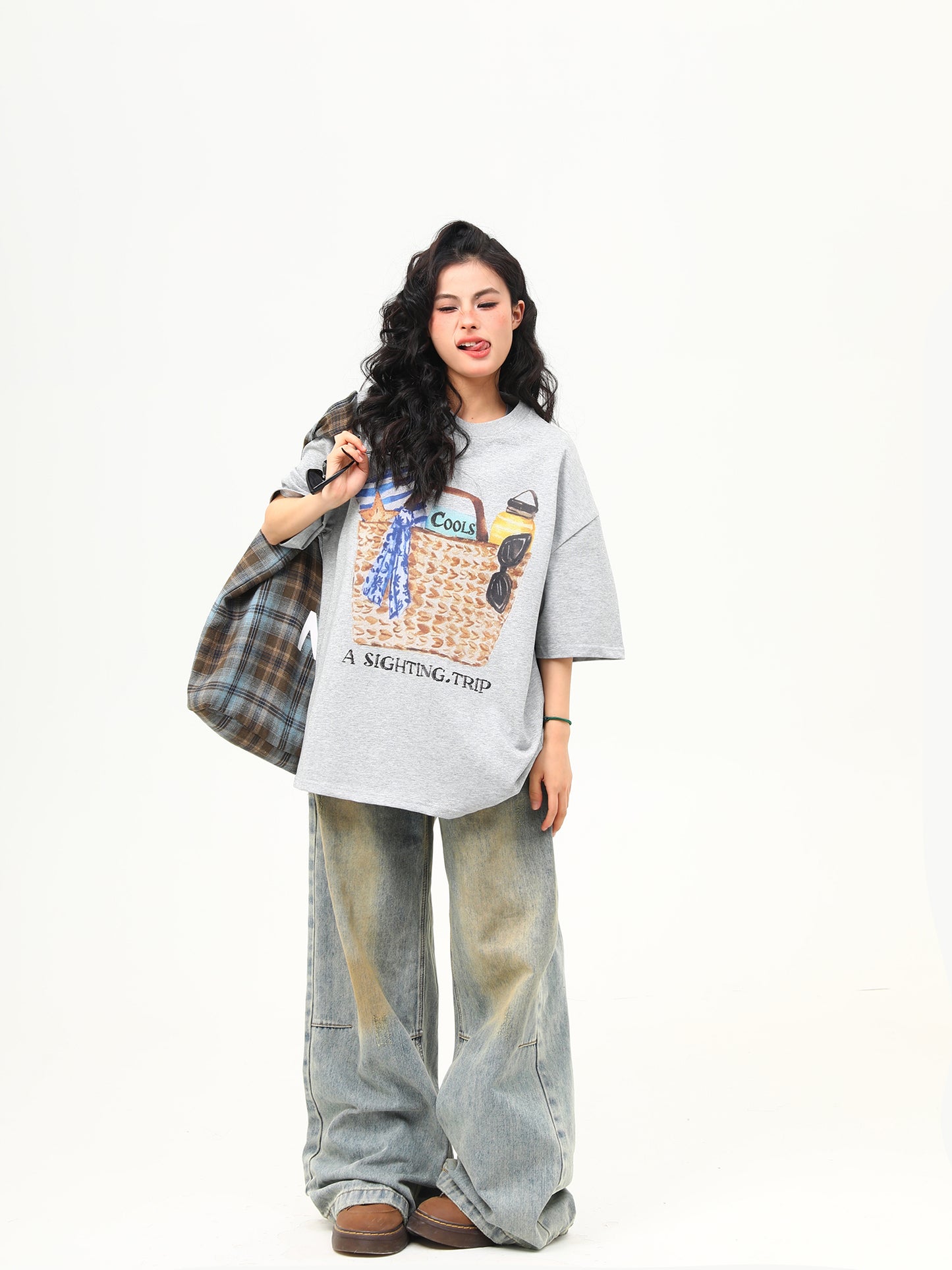 レトロ ニッチプリント Tシャツ P2020