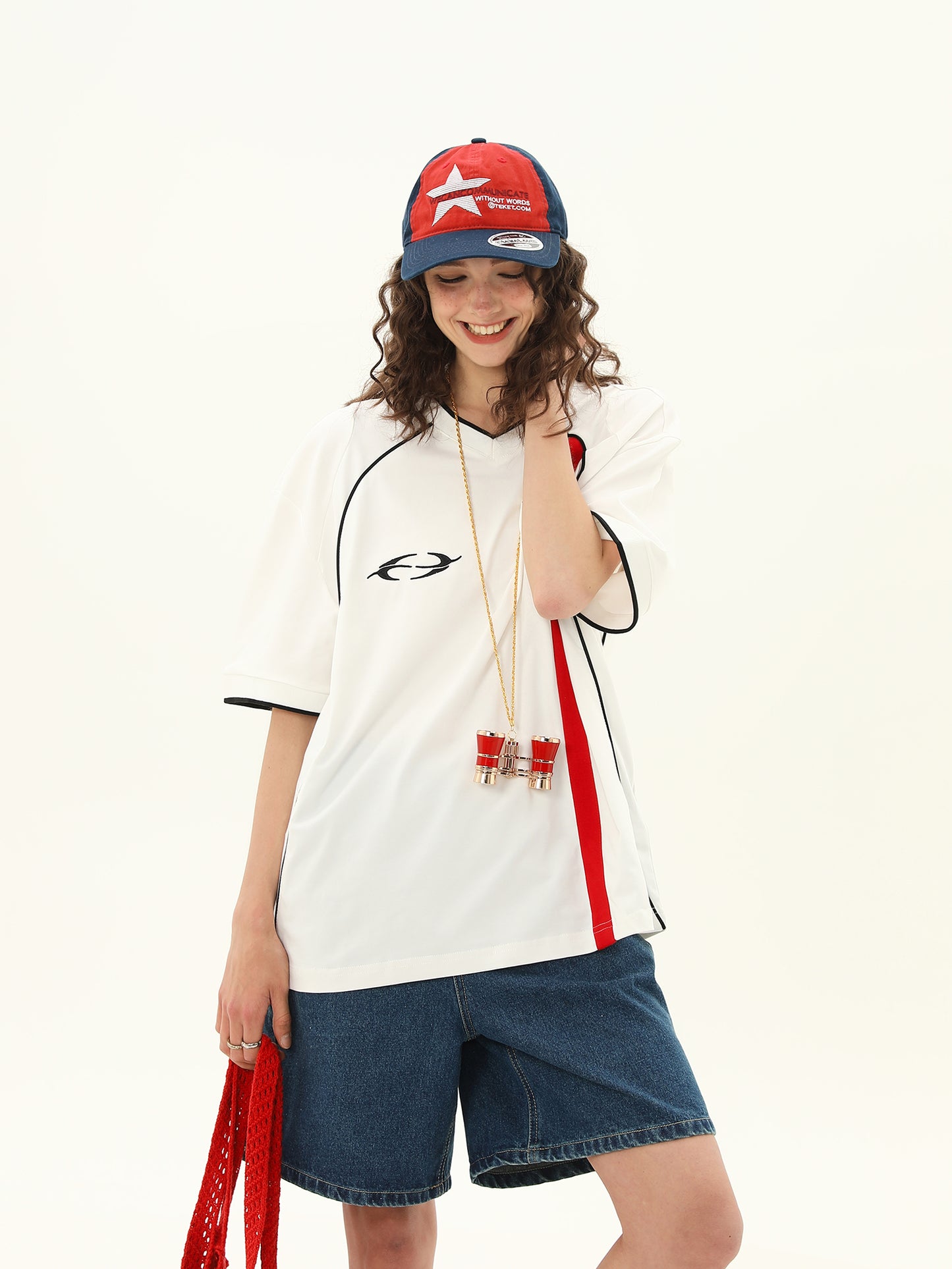 Vネック スポーツスタイル Tシャツ P2100