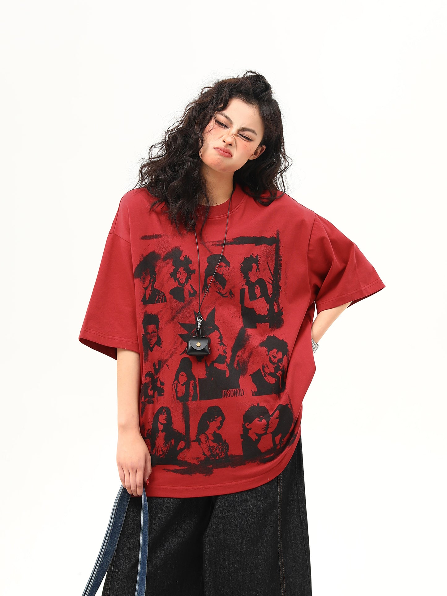 レトロ ポートレートプリント Tシャツ P2033