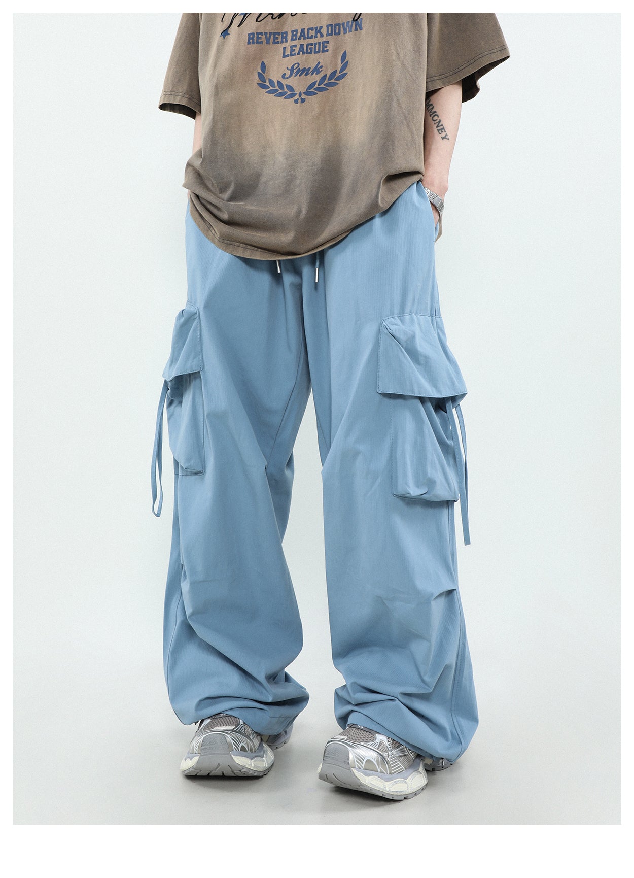 Wide leg multi-pocket cargo pants P274