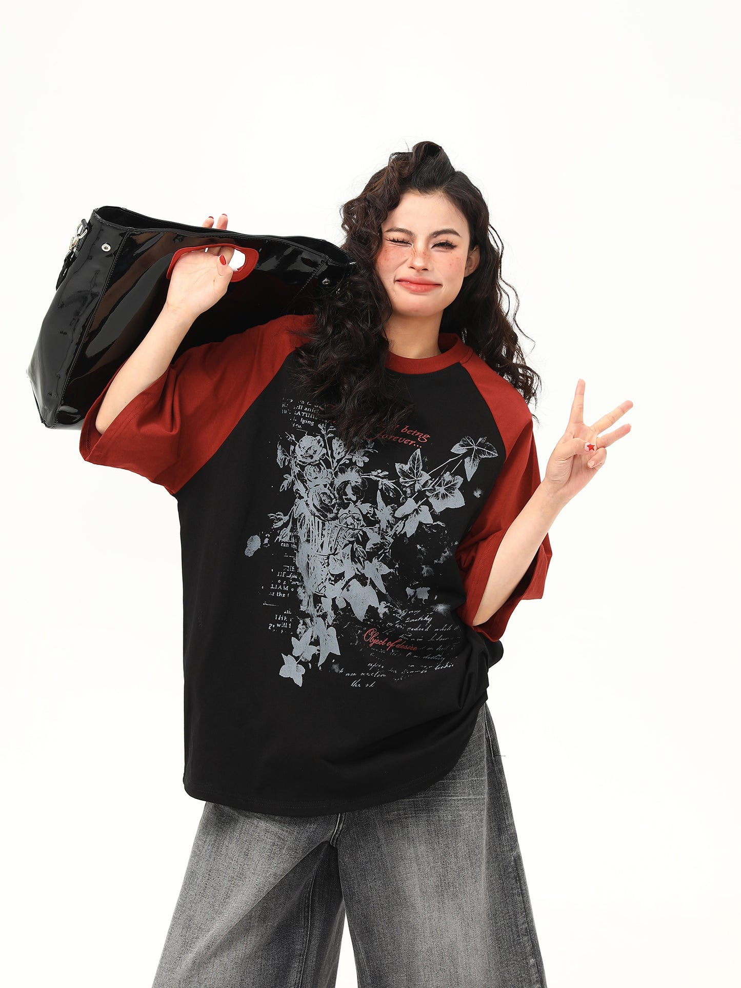 花柄プリント Tシャツ P2049