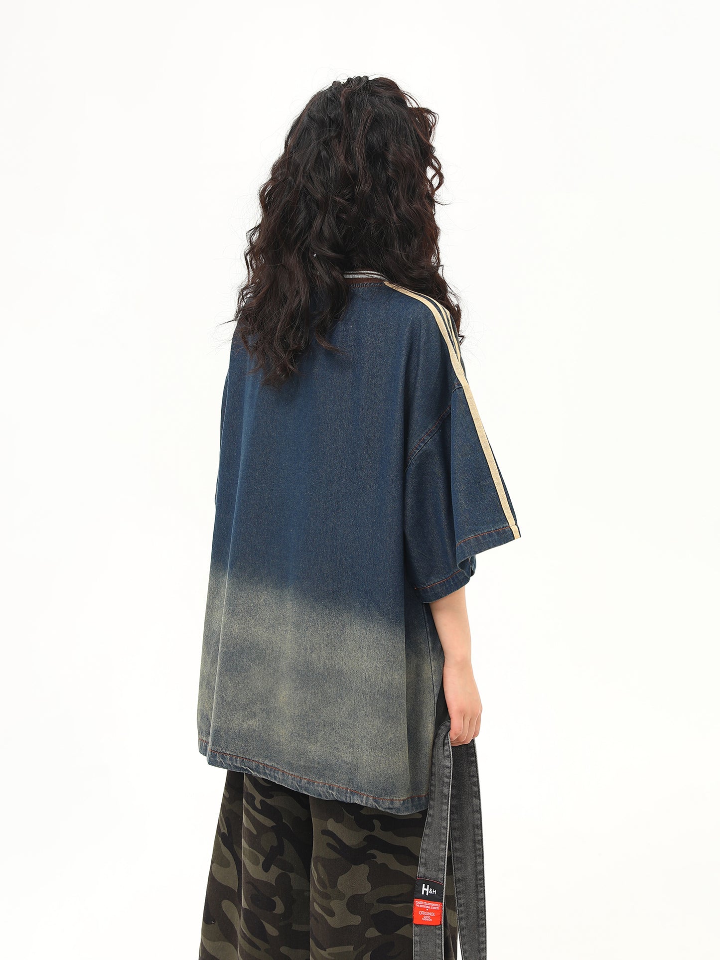 カレッジスタイル ウォッシュデニムTシャツ P2051