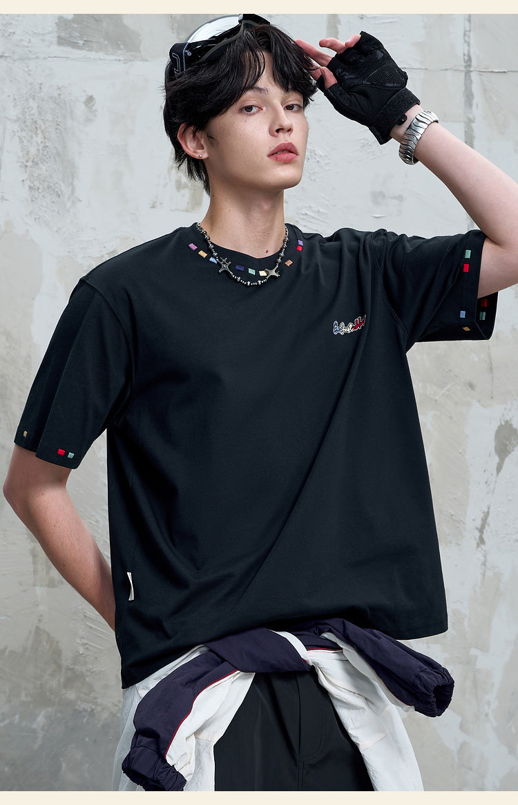トレンドカラー刺繍 Tシャツ P2140