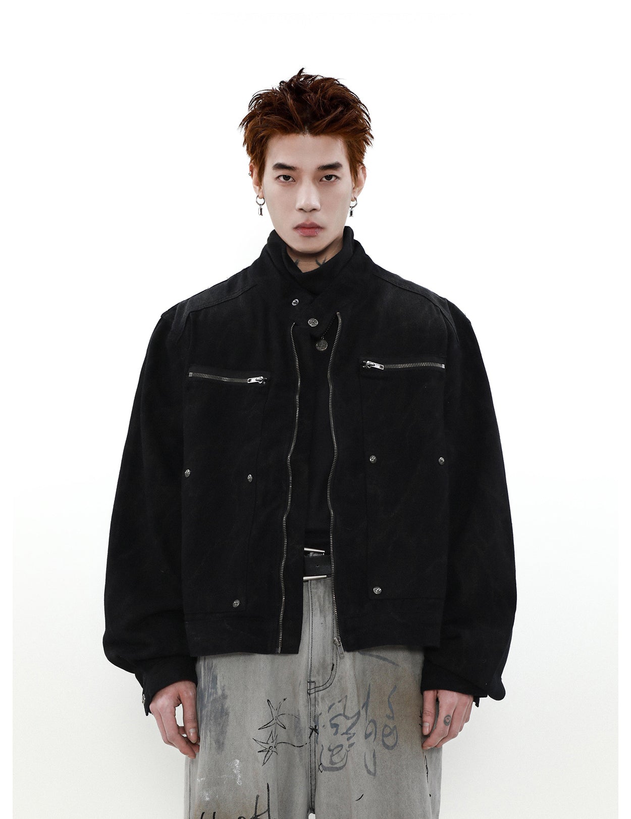 Washed design work jacket P866