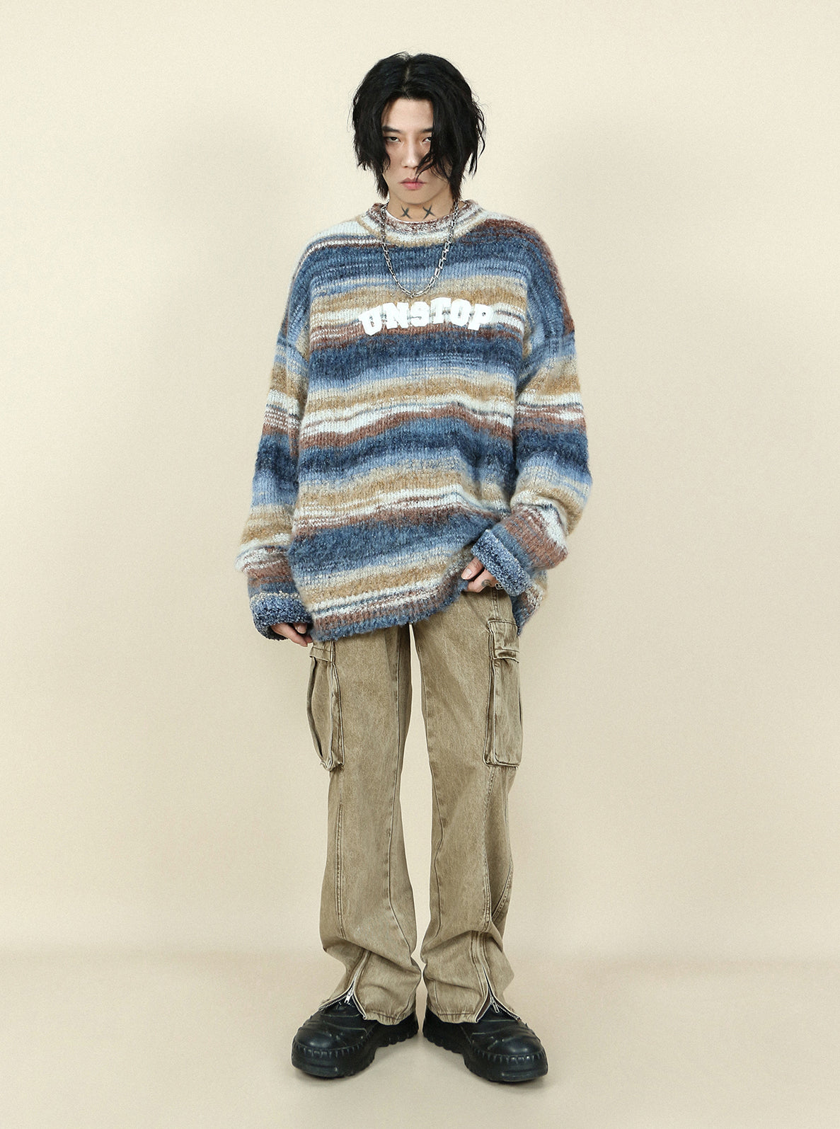 Striped wool sweater P916