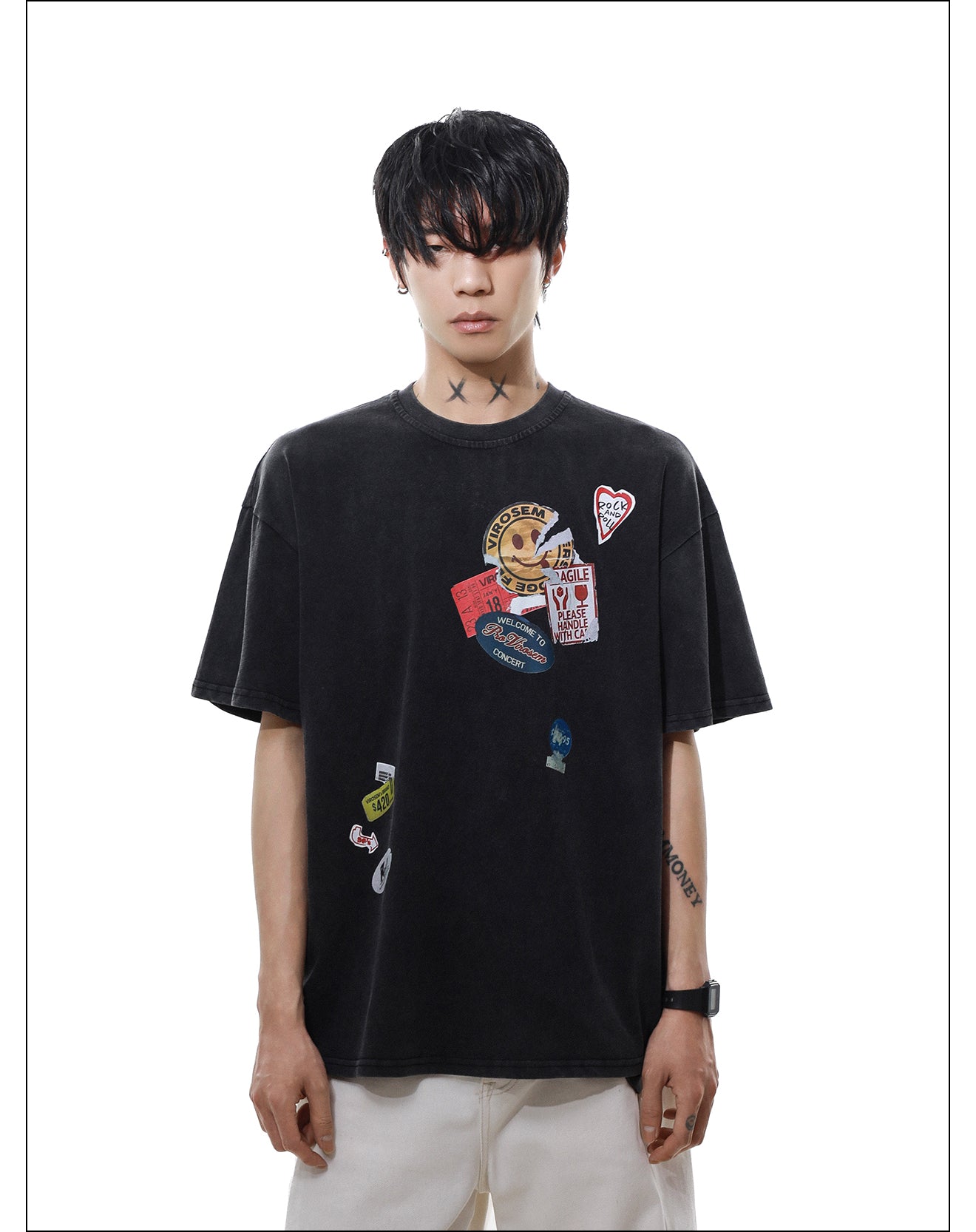 レトロデザイン カジュアルTシャツ P2086