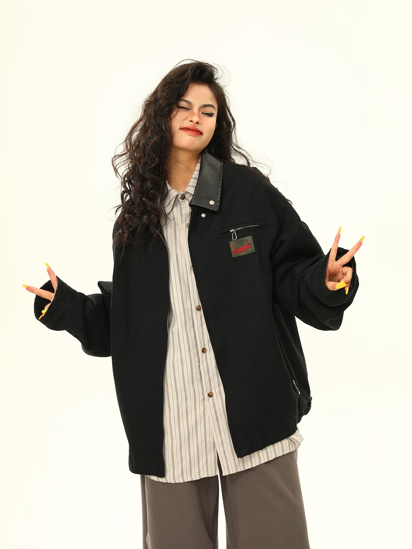 American retro patch work jacket P1328