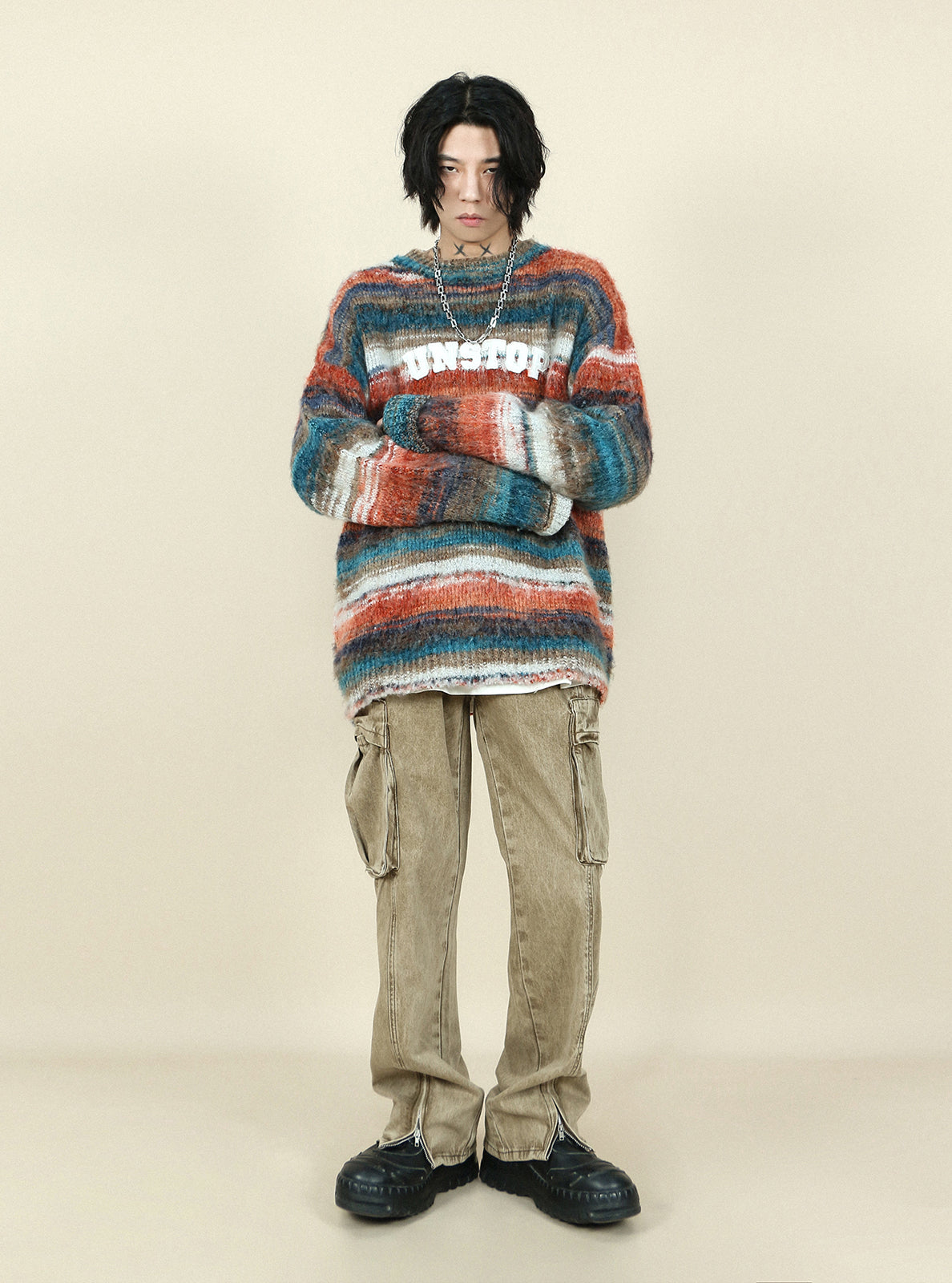 Striped wool sweater P916