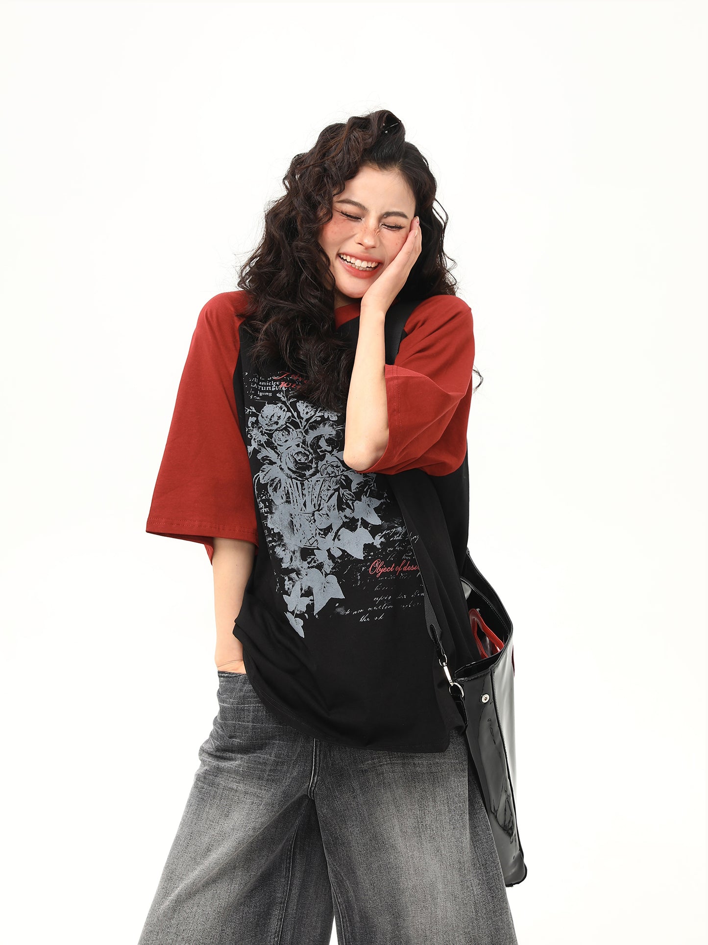 花柄プリント Tシャツ P2049