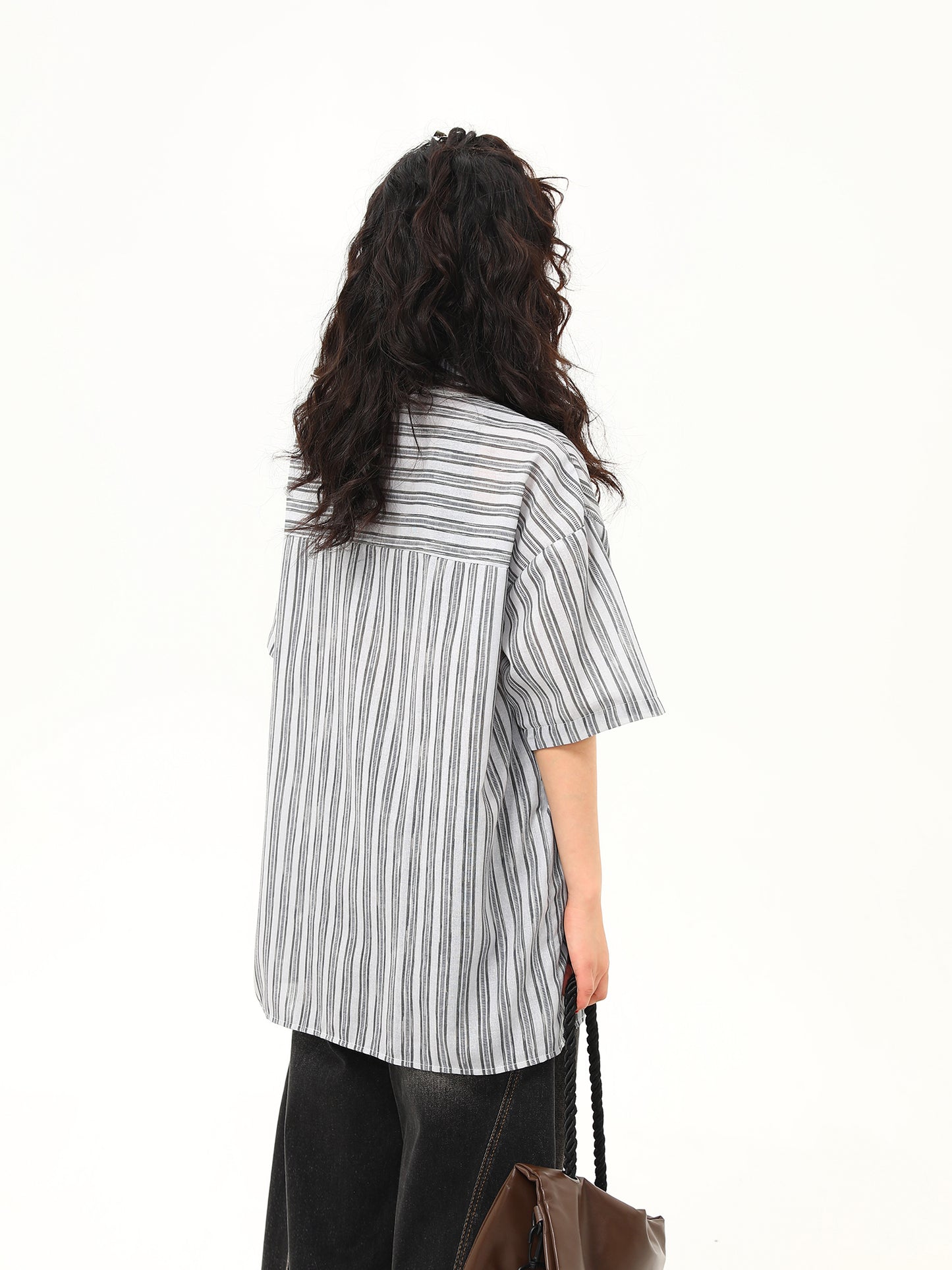 縦縞カレッジスタイル シャツ P2072