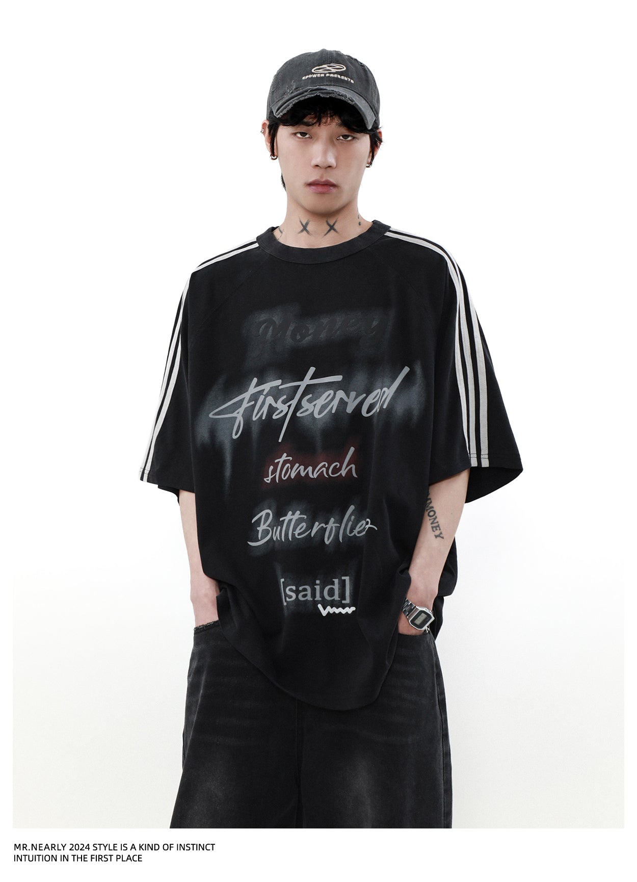 American Retro Raglan Sleeve Short Sleeve T-Shirt P1343