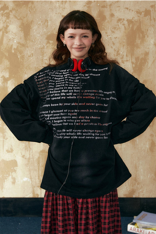 American Retro Letter Print Long Sleeve T-Shirt P811