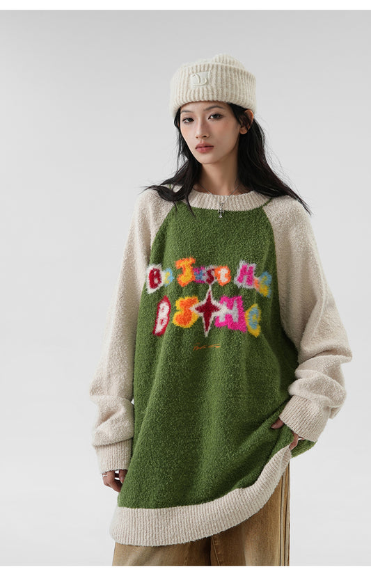 Contrast color soft touch jacquard knit P386