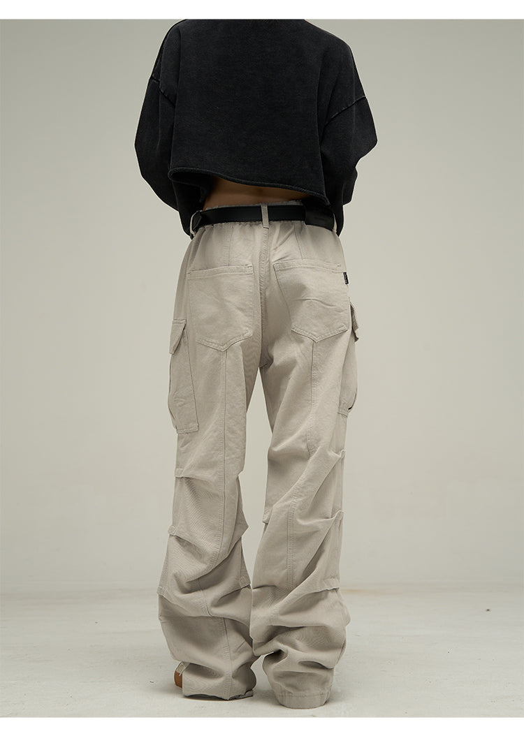 Wide leg multi-pocket cargo pants P602