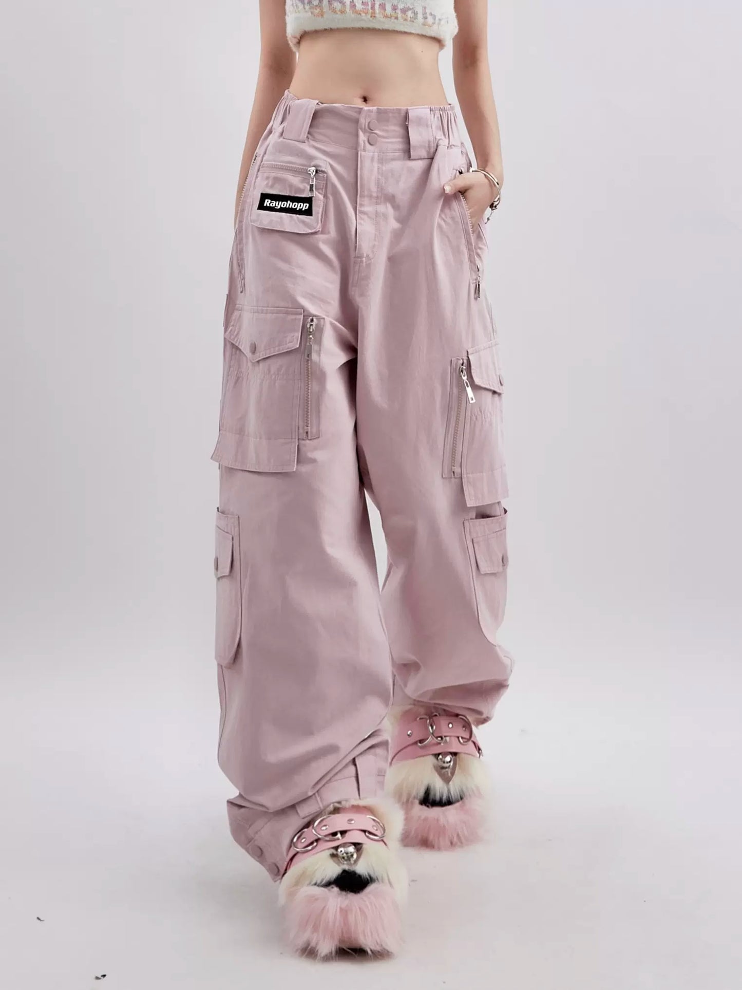 Pocket decoration straight casual pants P936