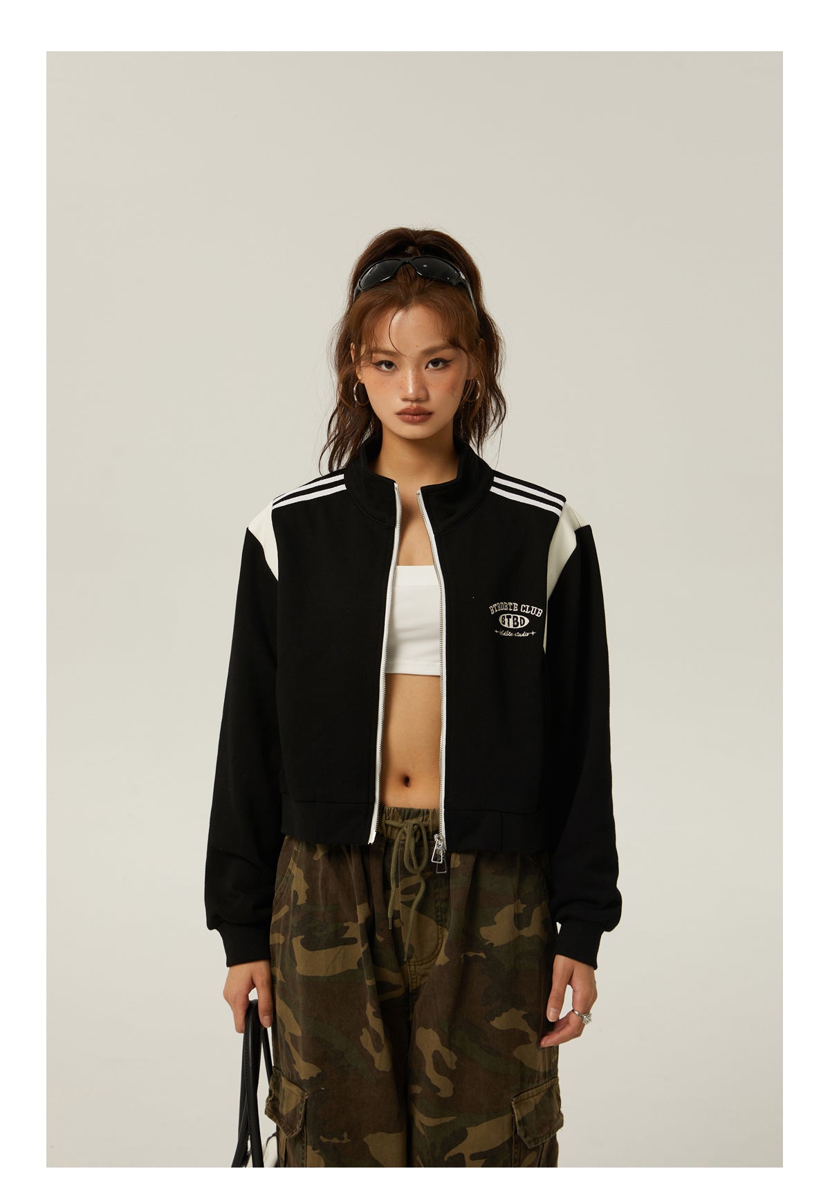 Slim fit cropped baseball jacket P244