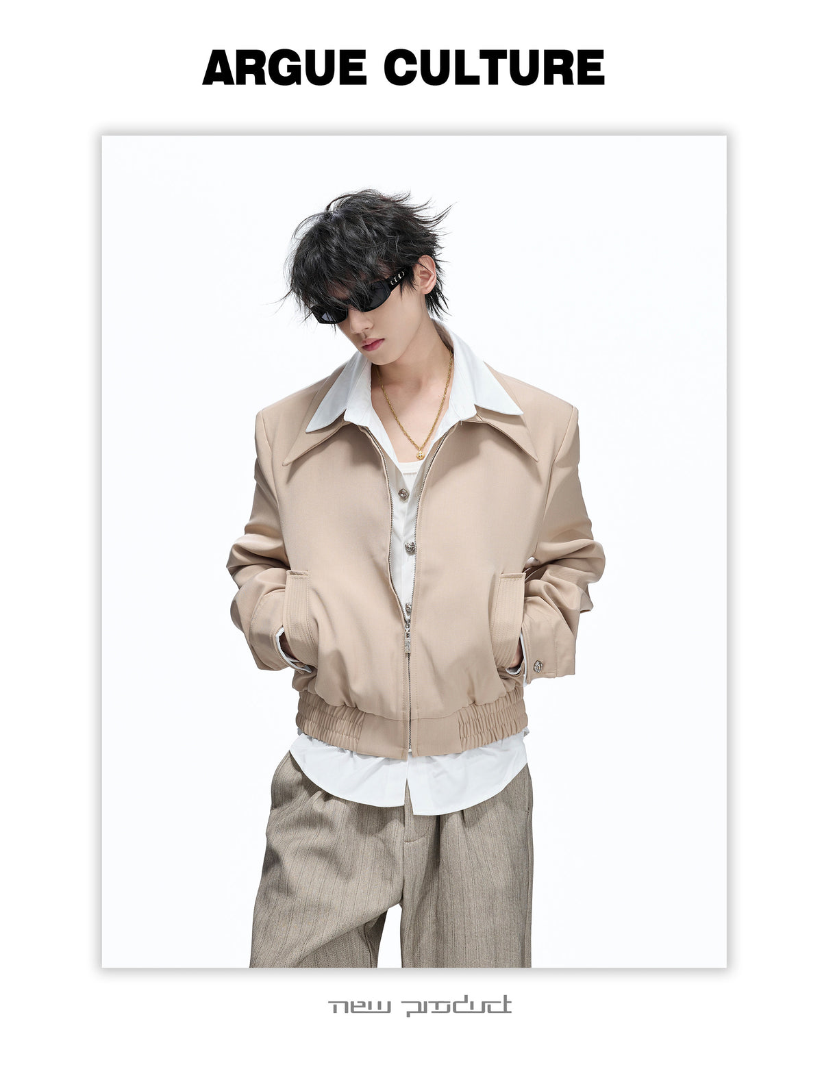 フェイクツーピース  ショートワイドジャケット  P2182
