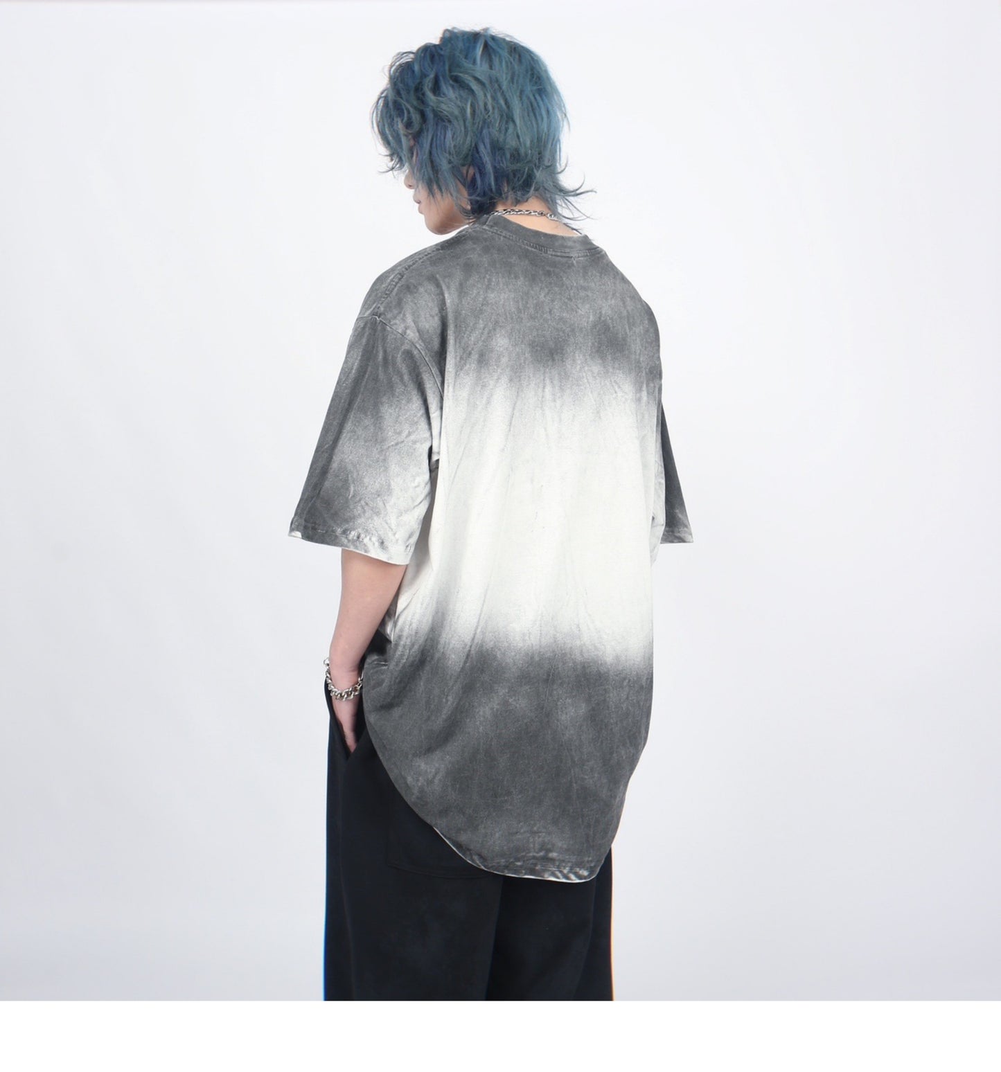 Distressed spray paint short sleeve T-shirt P1363