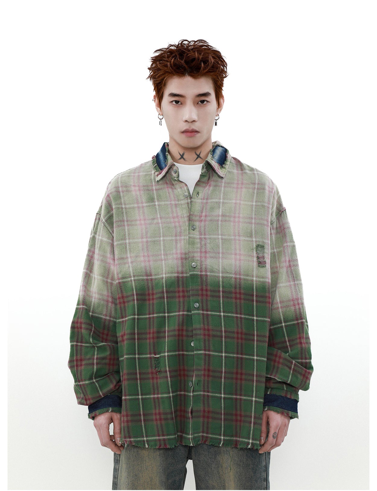 American design gradient check shirt P848