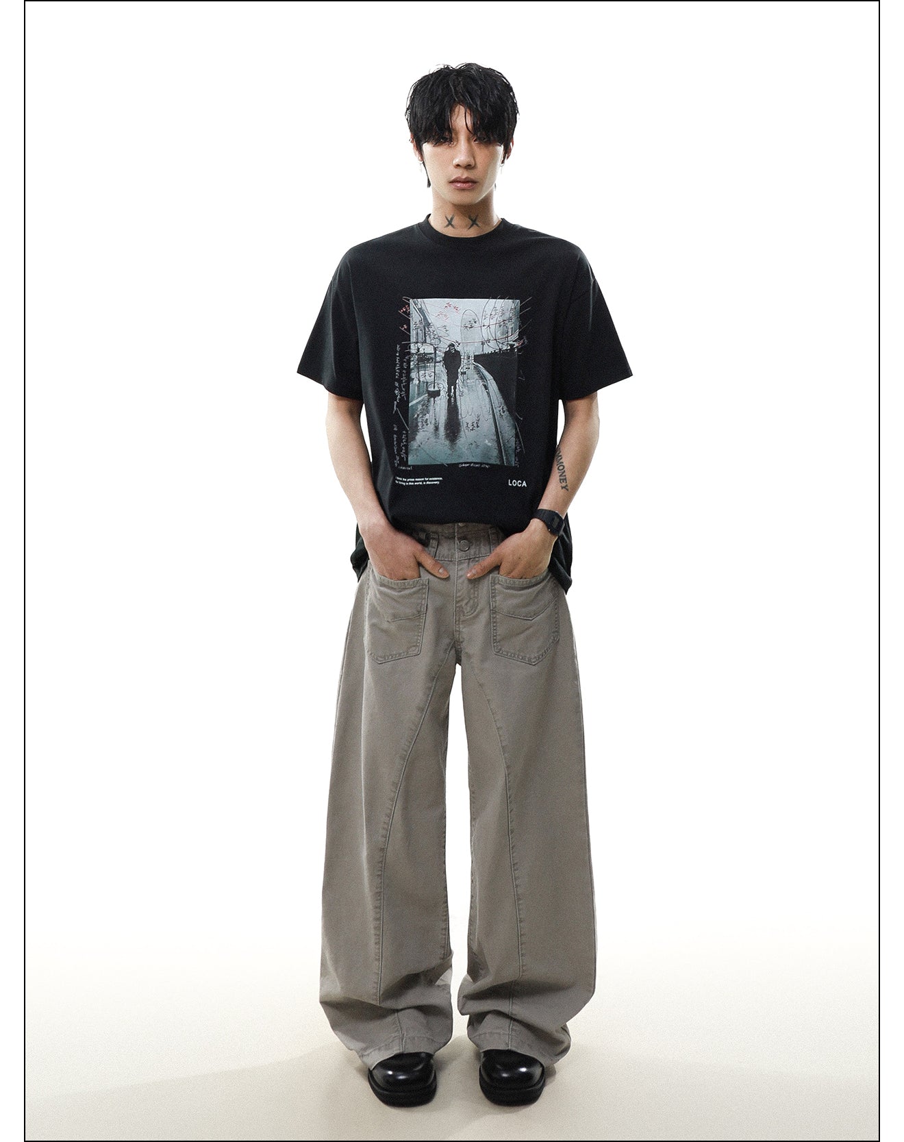 レトロデザイン プリント Tシャツ P2077