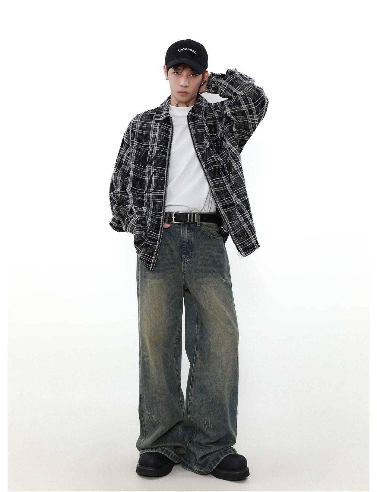 American retro letter check pattern jacket P838