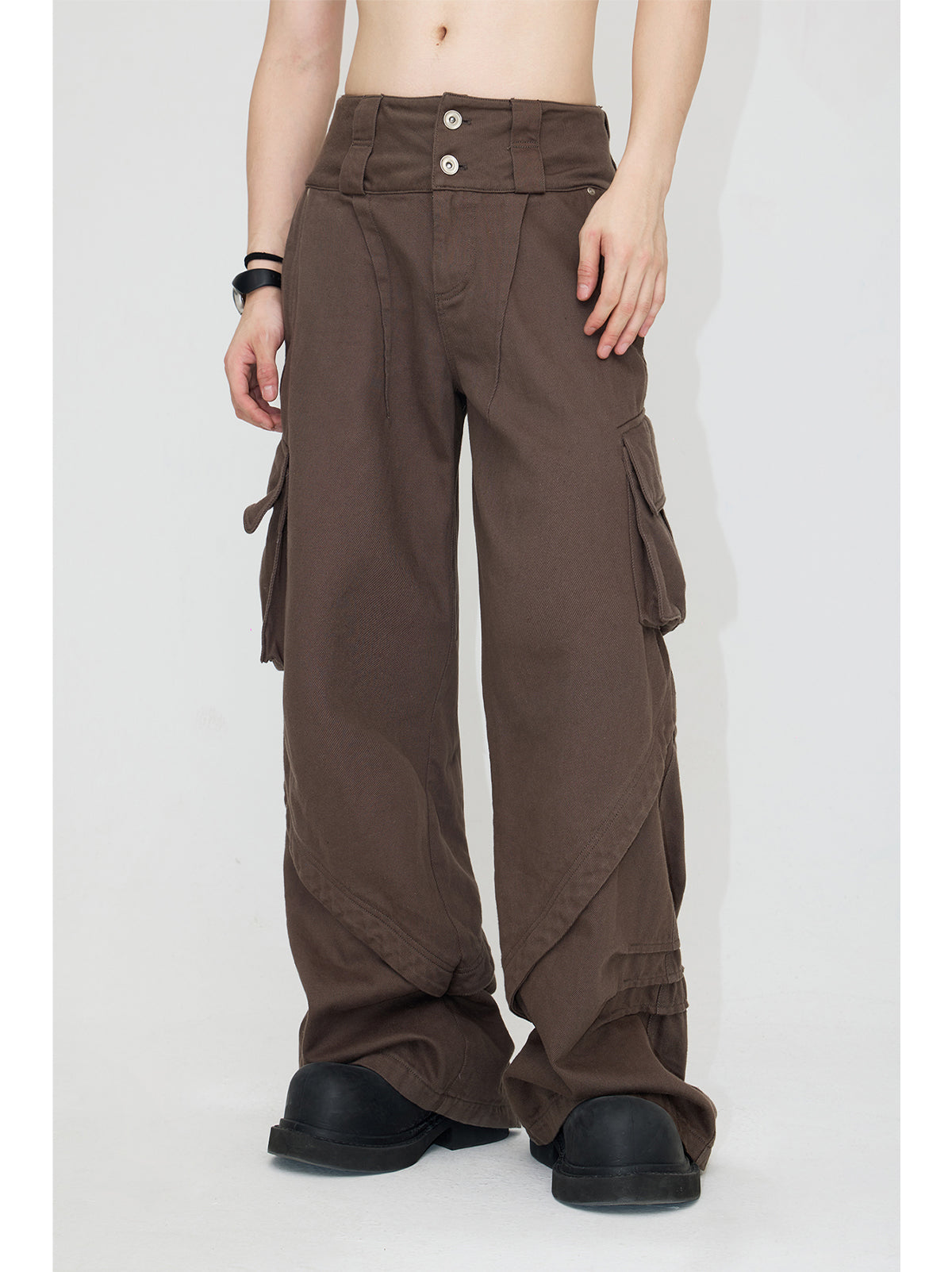 Multi-pocket double waist cargo pants P530