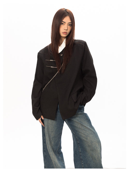 Retro Metal Buckle Thin Jacket P711