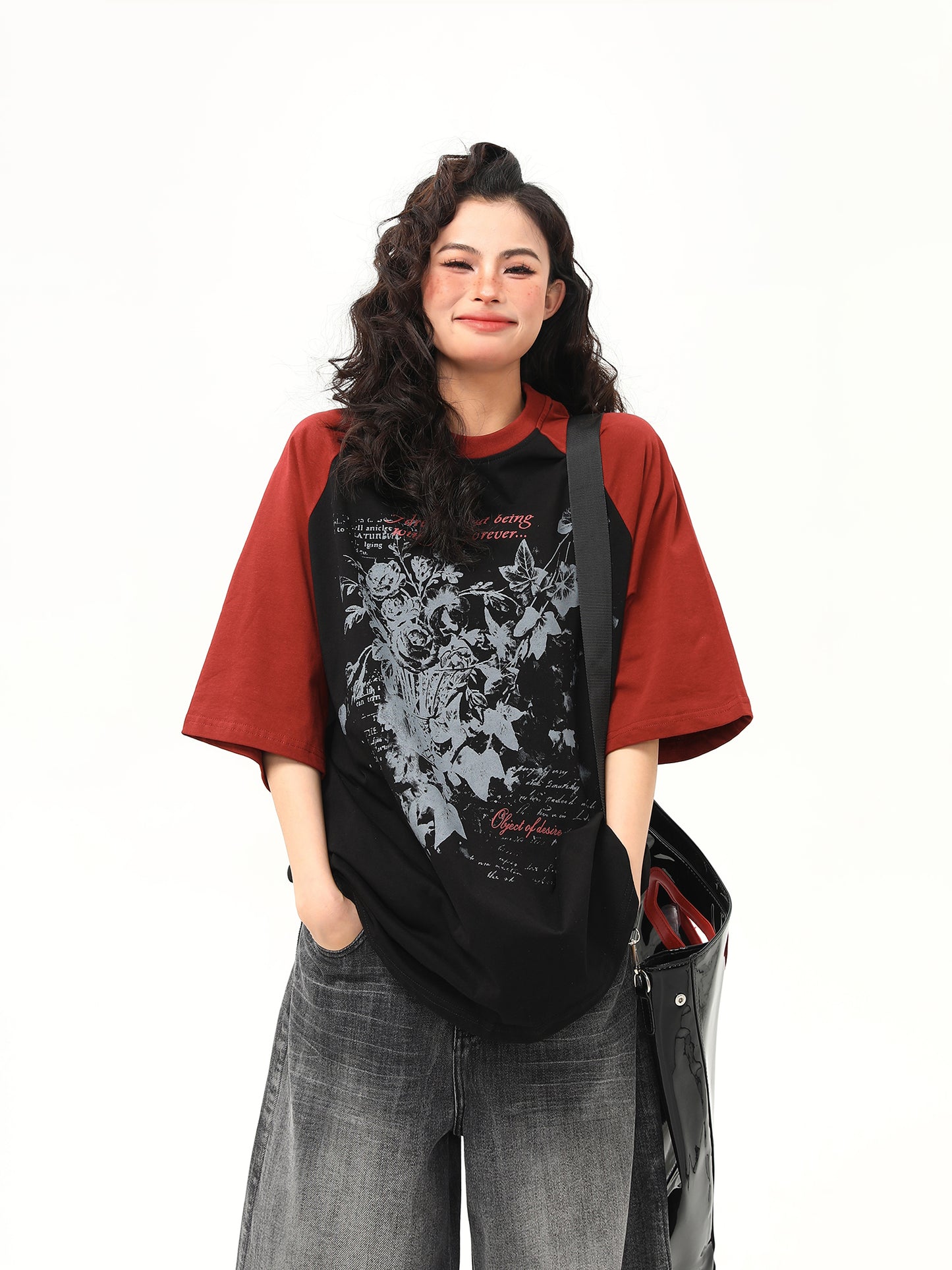 花柄プリント Tシャツ P2049