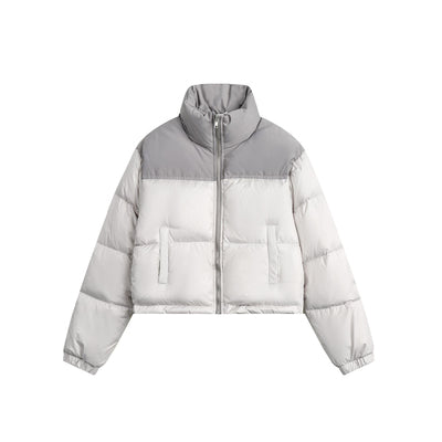 Contrast color short down jacket P579