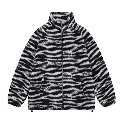 Leopard print striped zip jacket P563