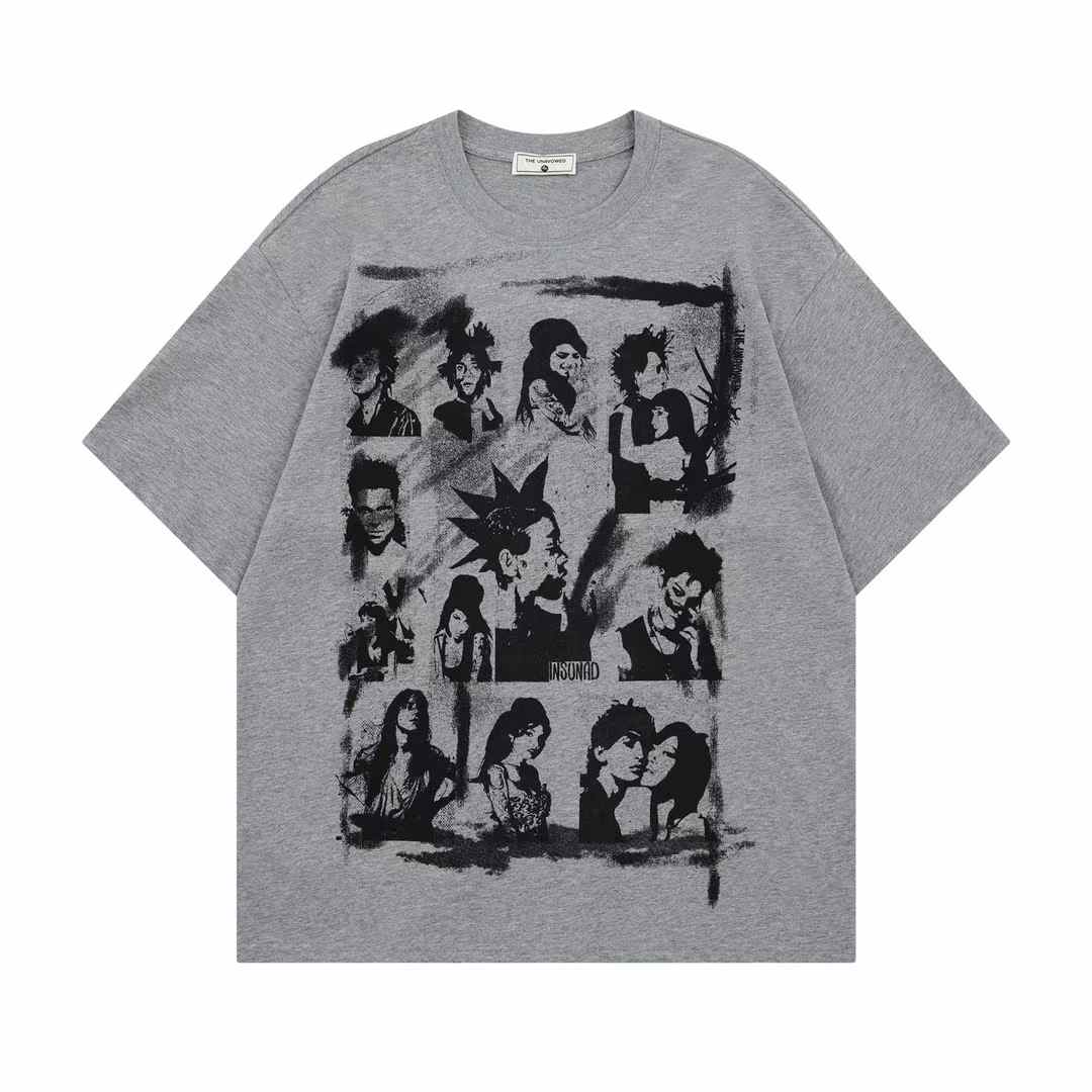 レトロ ポートレートプリント Tシャツ P2033
