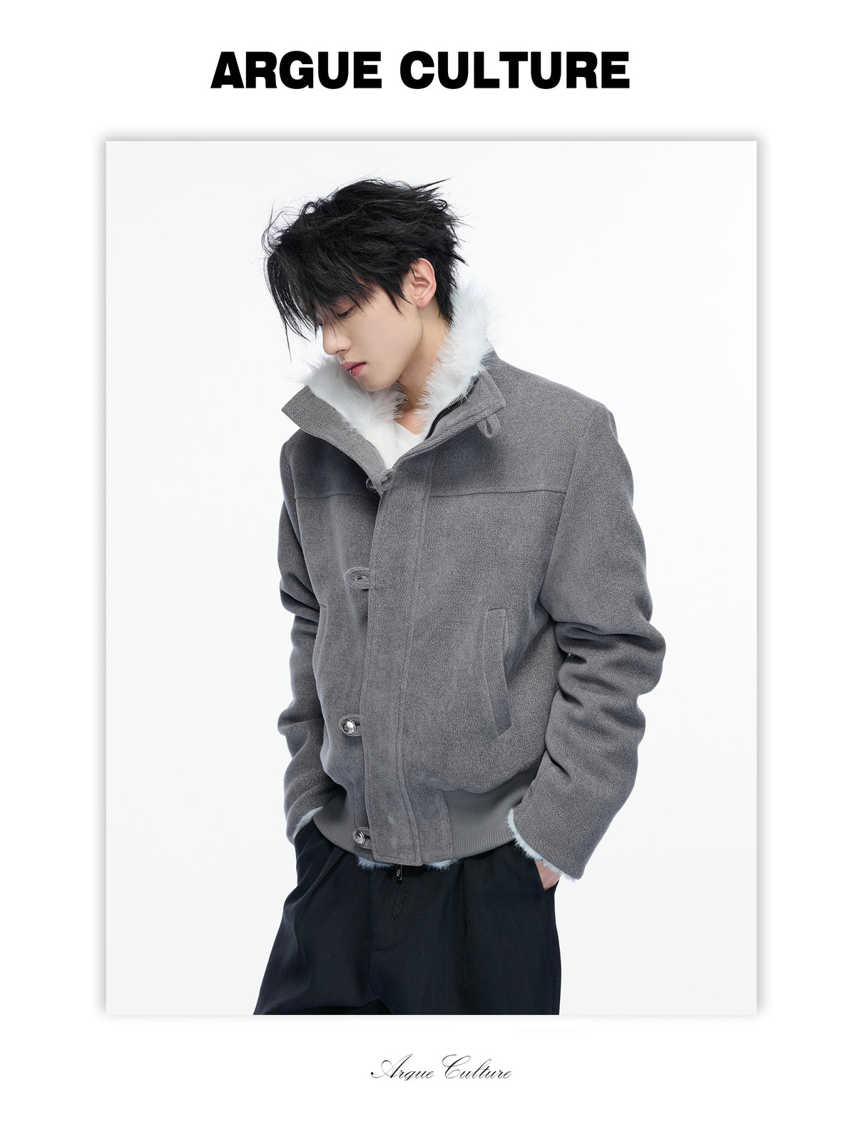 フェイクフォックス ミンクファー ハイネックジャケット P2230