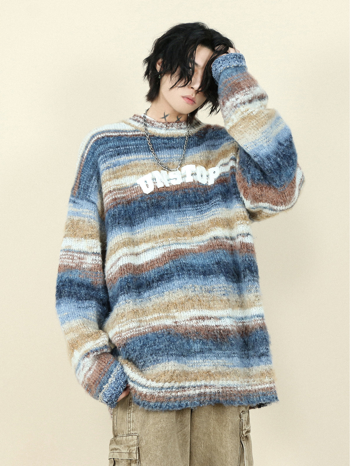 Striped wool sweater P916